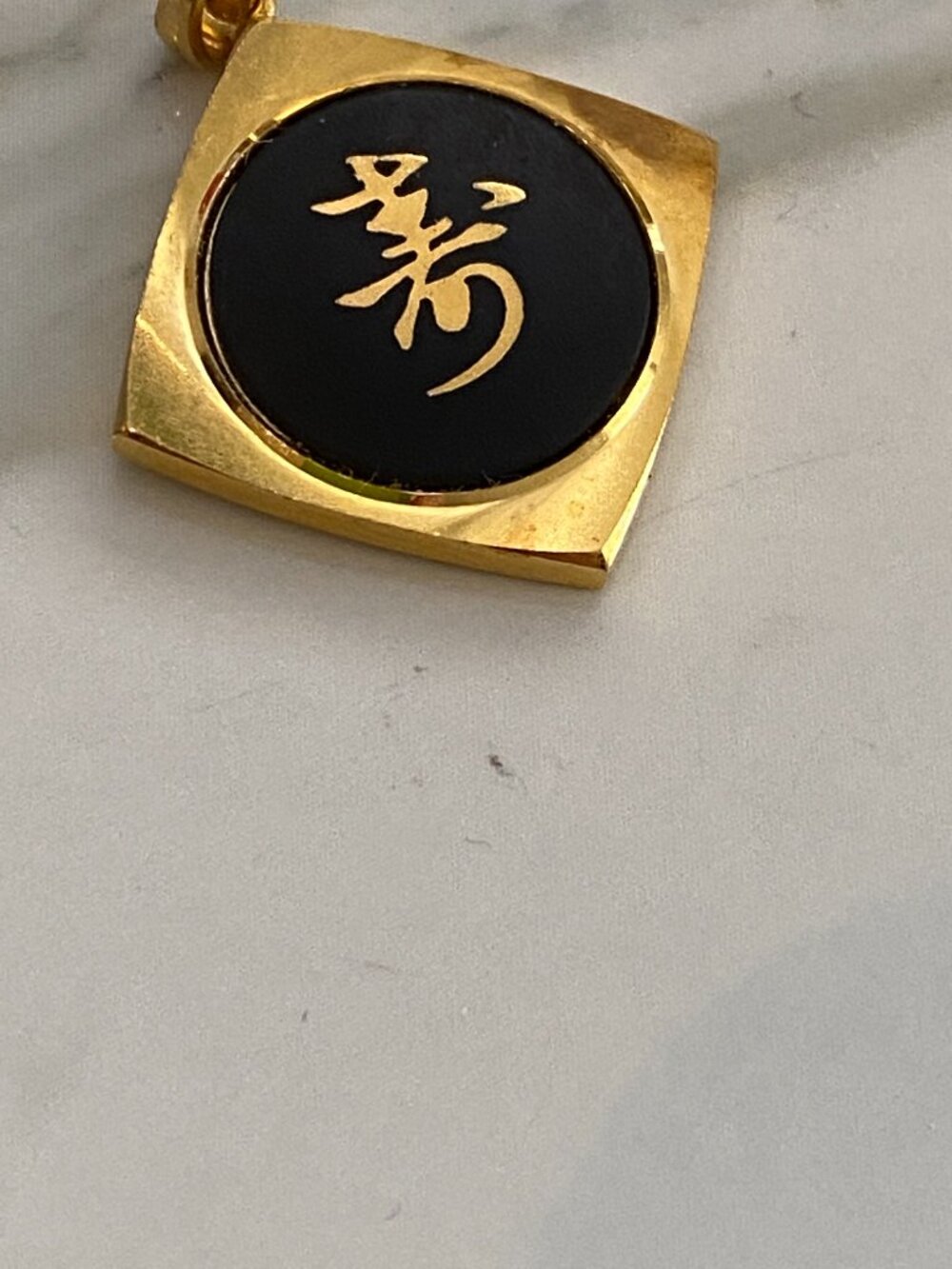 VINTAGE AMITA JAPAN DAMASCENE PENDANT BLACK GOLD TONE - Picture 6 of 9